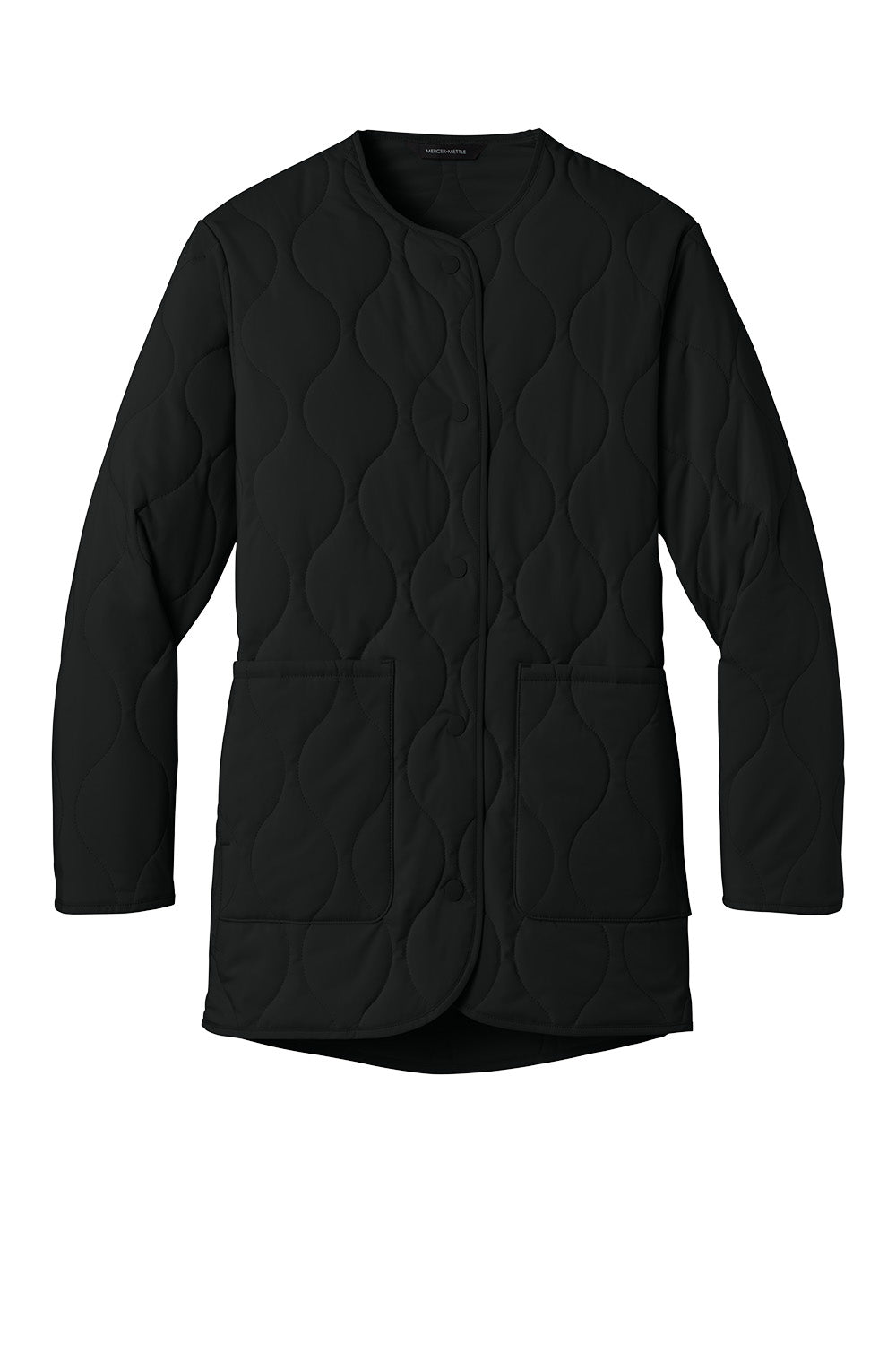Print-View Mercer+Mettle women’s quilted liner jacket in deep black, shown from the front with a flat view.