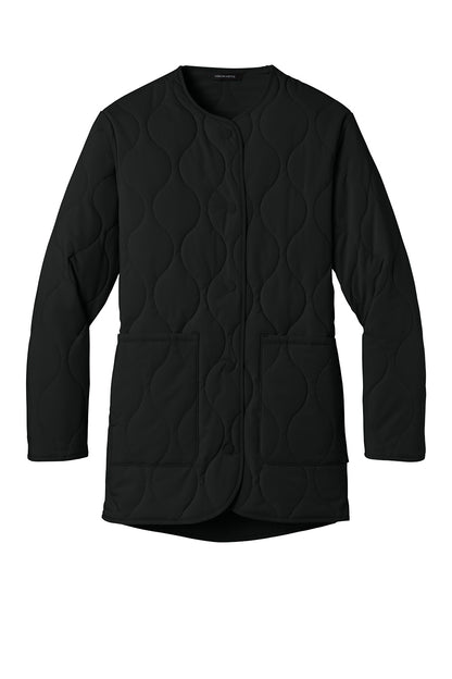 Print-View Mercer+Mettle women’s quilted liner jacket in deep black, shown from the front with a flat view.