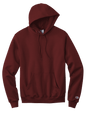 Maroon Champion Powerblend Pullover Hoodie with custom logo print, soft fleece fabric, and classic fit.