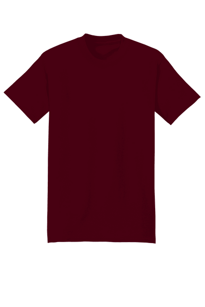 Maroon Hanes Beefy-T heavyweight 100% cotton short sleeve T-shirt, customizable at print view.