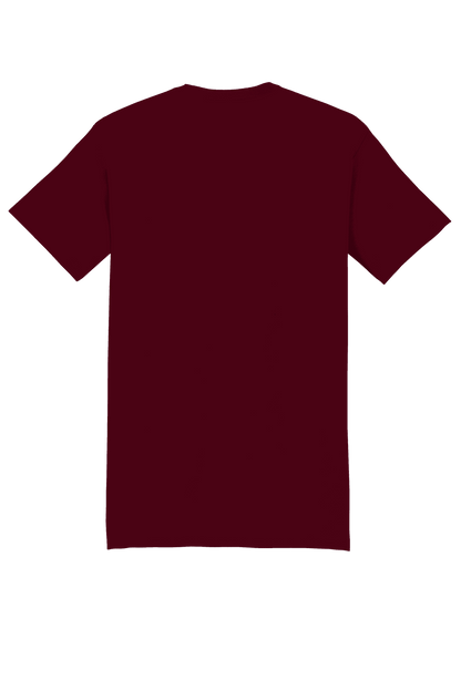 Maroon Hanes Beefy-T heavyweight 100% cotton short sleeve T-shirt with customizable back design, casual and comfortable fit.