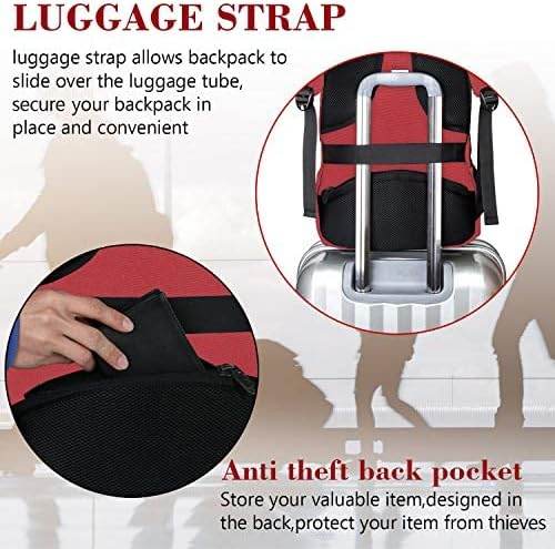 Red Matein travel backpack with USB charging port, water-resistant design, ideal for students and 15.6-inch laptops.