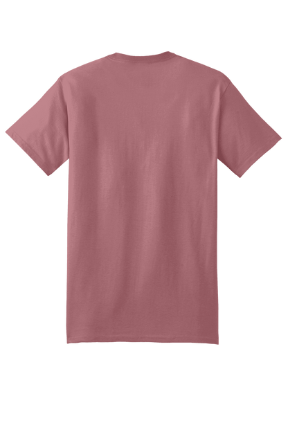 Hanes Beefy-T 5180 heavyweight 100% cotton mauve short sleeve T-shirt, customizable at print view, shown from the back.