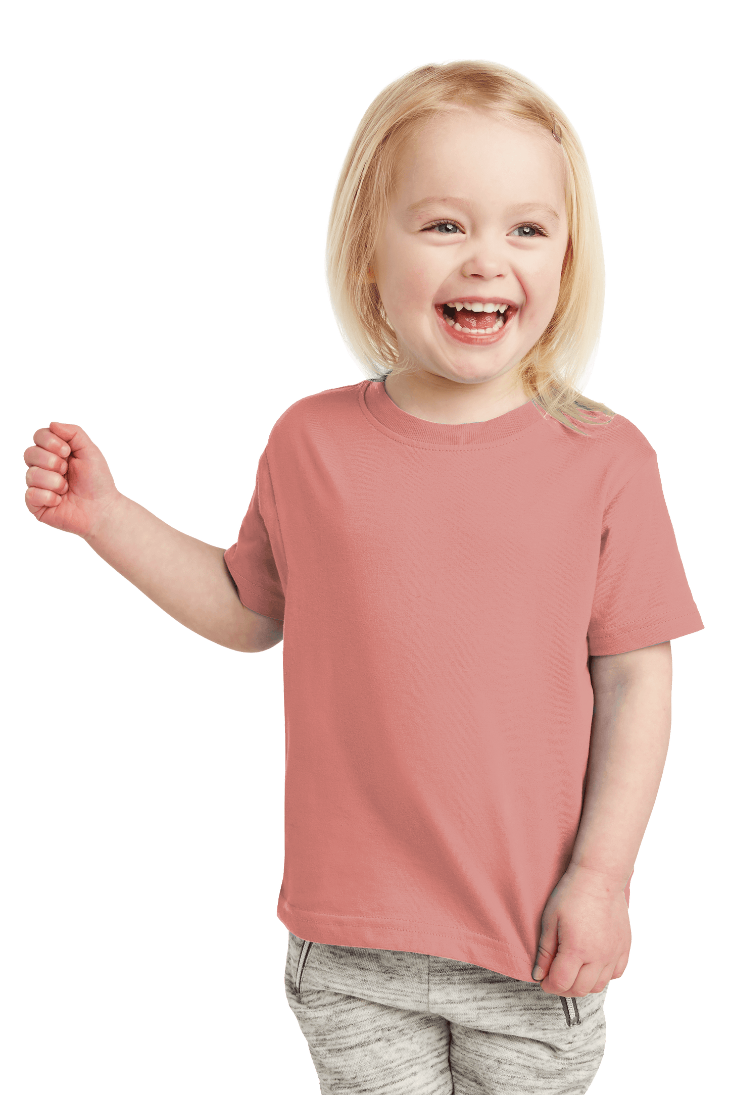 Pink toddler fine jersey T-shirt by Rabbit Skins, soft cotton kid's T-shirt with a comfortable fit and simple design.
