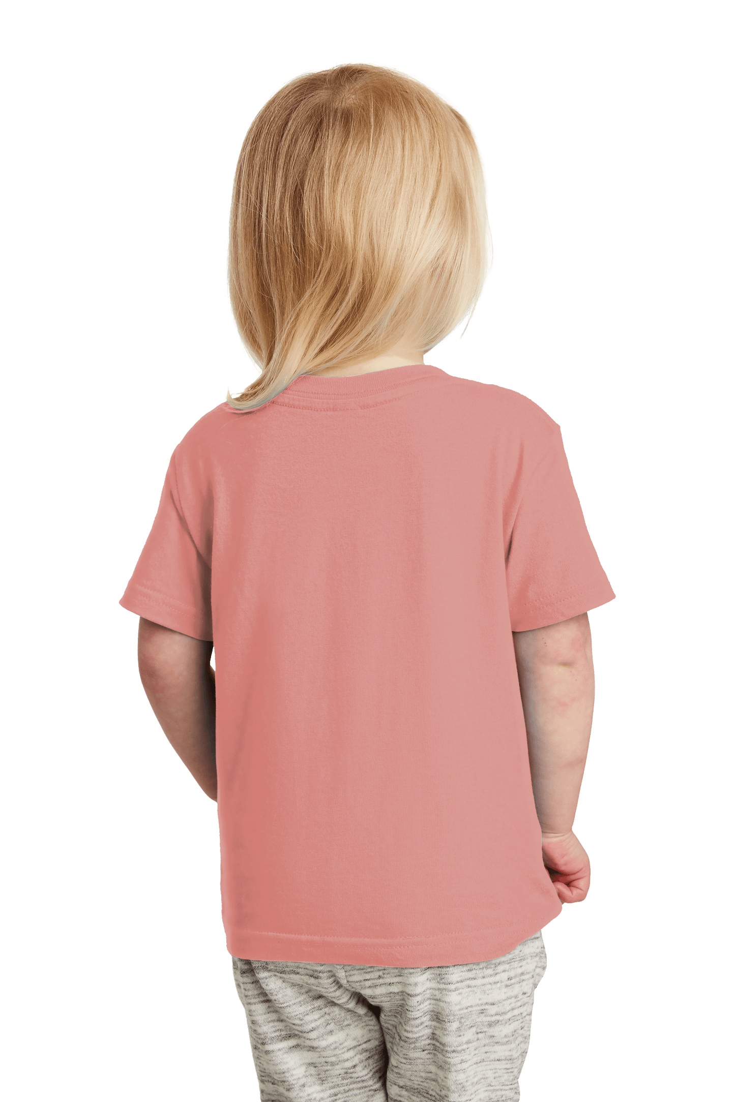 Back view of a mauve toddler's fine jersey cotton T-shirt by Rabbit Skins, soft and comfortable kid's custom T-shirt for children.