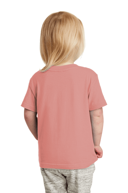 Back view of a mauve toddler's fine jersey cotton T-shirt by Rabbit Skins, soft and comfortable kid's custom T-shirt for children.