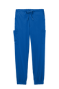 Women’s blue Wink Premiere Flex Jogger Pant nursing scrub pants with front print, comfortable medical workwear for women.
