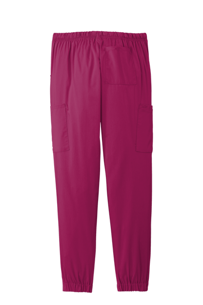 Wink women's Premiere Flex jogger pant nursing scrub in printed fabric, featuring a comfortable fit and functional design.