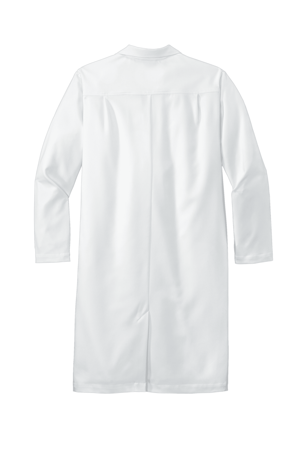 Back view of Wink men's long consultation lab coat with print design, made for professional medical scrubs.