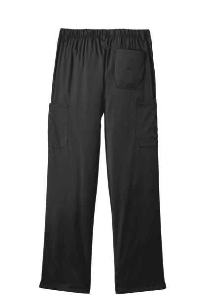Men's Wink Premiere Flex Cargo Scrubs pants with printed back view, showcasing comfortable medical workwear design.