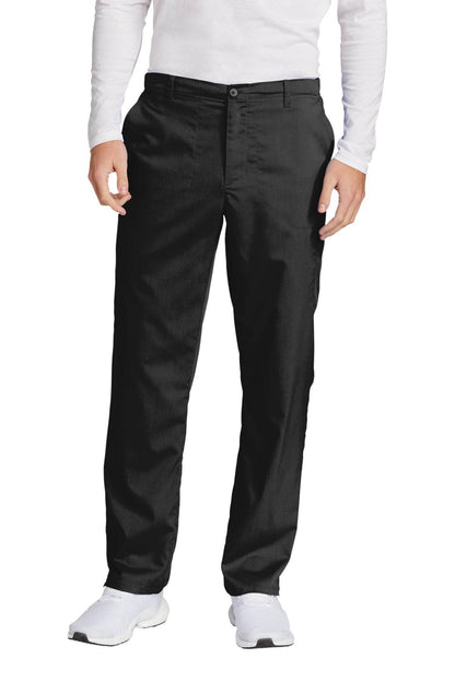 Men's Wink Premiere Flex Cargo Scrubs in black, front view showing functional pockets and comfortable fit for medical workwear.
