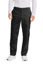 Men's Wink Premiere Flex Cargo Scrubs in black, front view showing functional pockets and comfortable fit for medical workwear.
