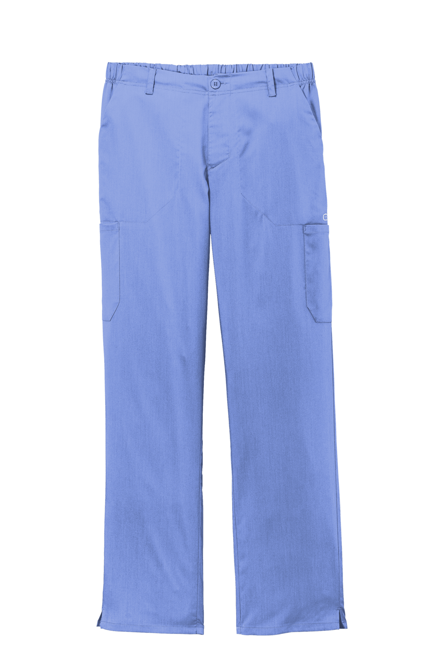 Men's Wink Premiere Flex Cargo Scrubs in light blue with printed medical workwear design, relaxed fit and functional pockets.