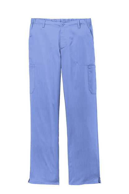 Men's Wink Premiere Flex Cargo Scrubs in light blue with printed medical workwear design, relaxed fit and functional pockets.
