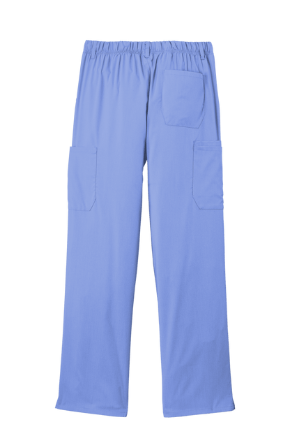 Light blue men's Premiere Flex cargo scrub pants by Wink, showcasing a comfortable fit and functional design for medical workwear.