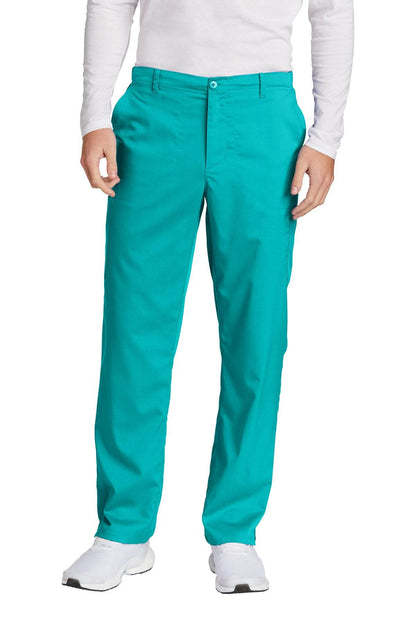 Men's Wink Premiere Flex Cargo Scrubs in teal, featuring multiple pockets and a comfortable fit for medical workwear.