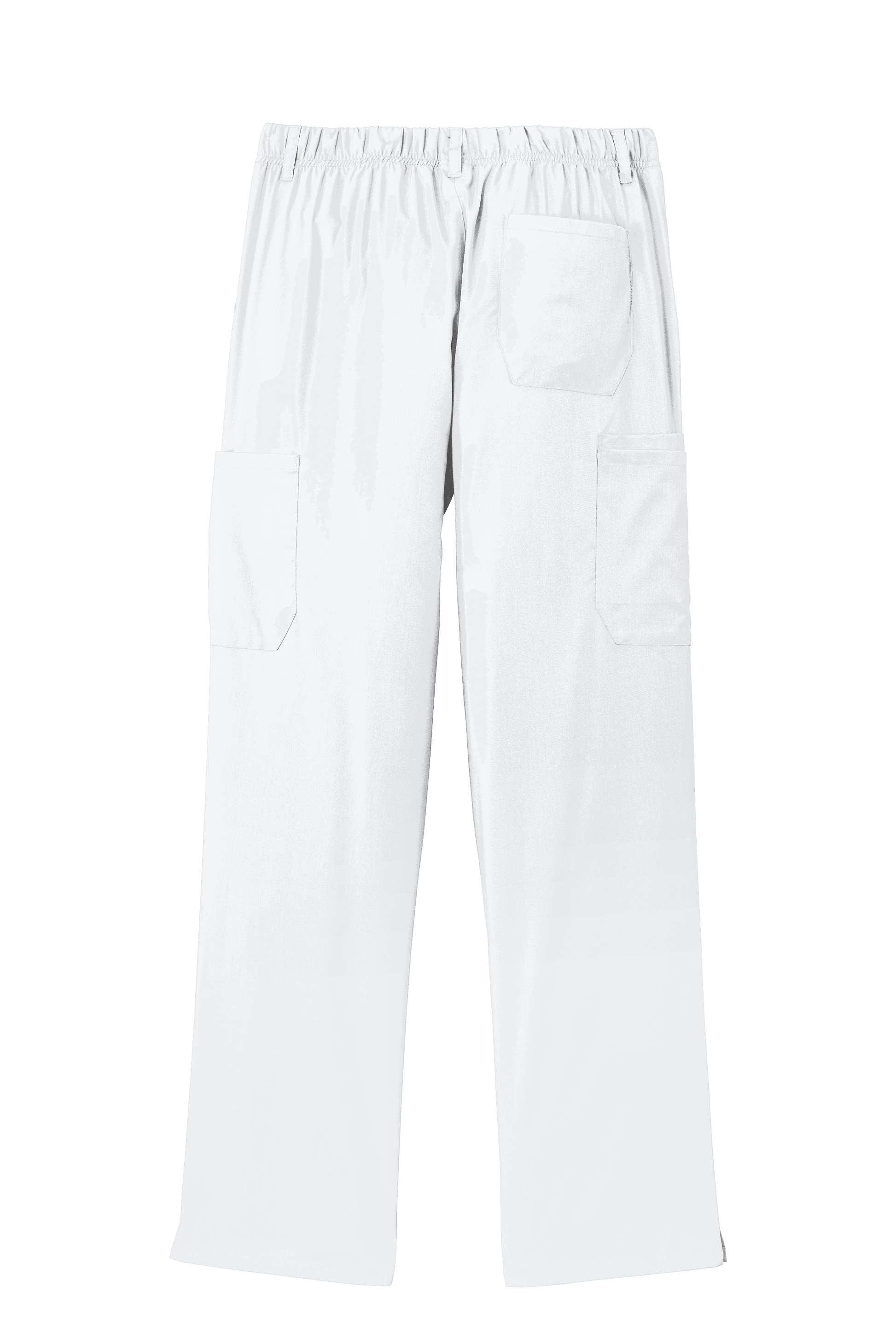 Men's Wink Premiere Flex Cargo Scrubs in white with printed design, featuring multiple pockets and a comfortable fit for medical work.