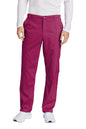 Men's Wink Premiere Flex Cargo Scrubs in wine with printed design, featuring multiple pockets and comfortable fit for medical workwear.