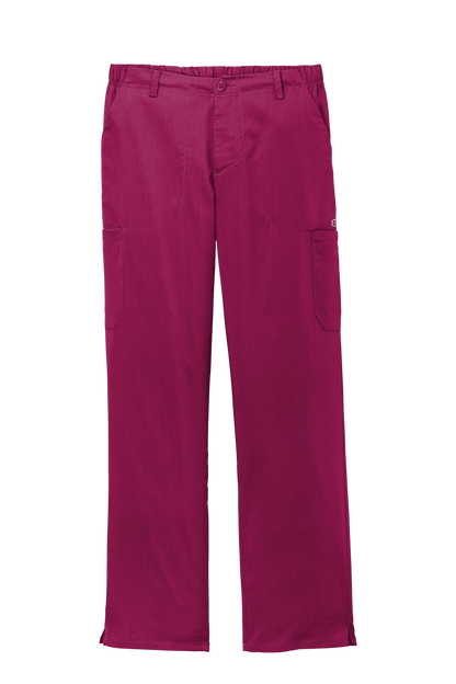 Men's Wink Premiere Flex Cargo Scrubs in wine color, featuring practical pockets and comfortable fit for medical workwear.