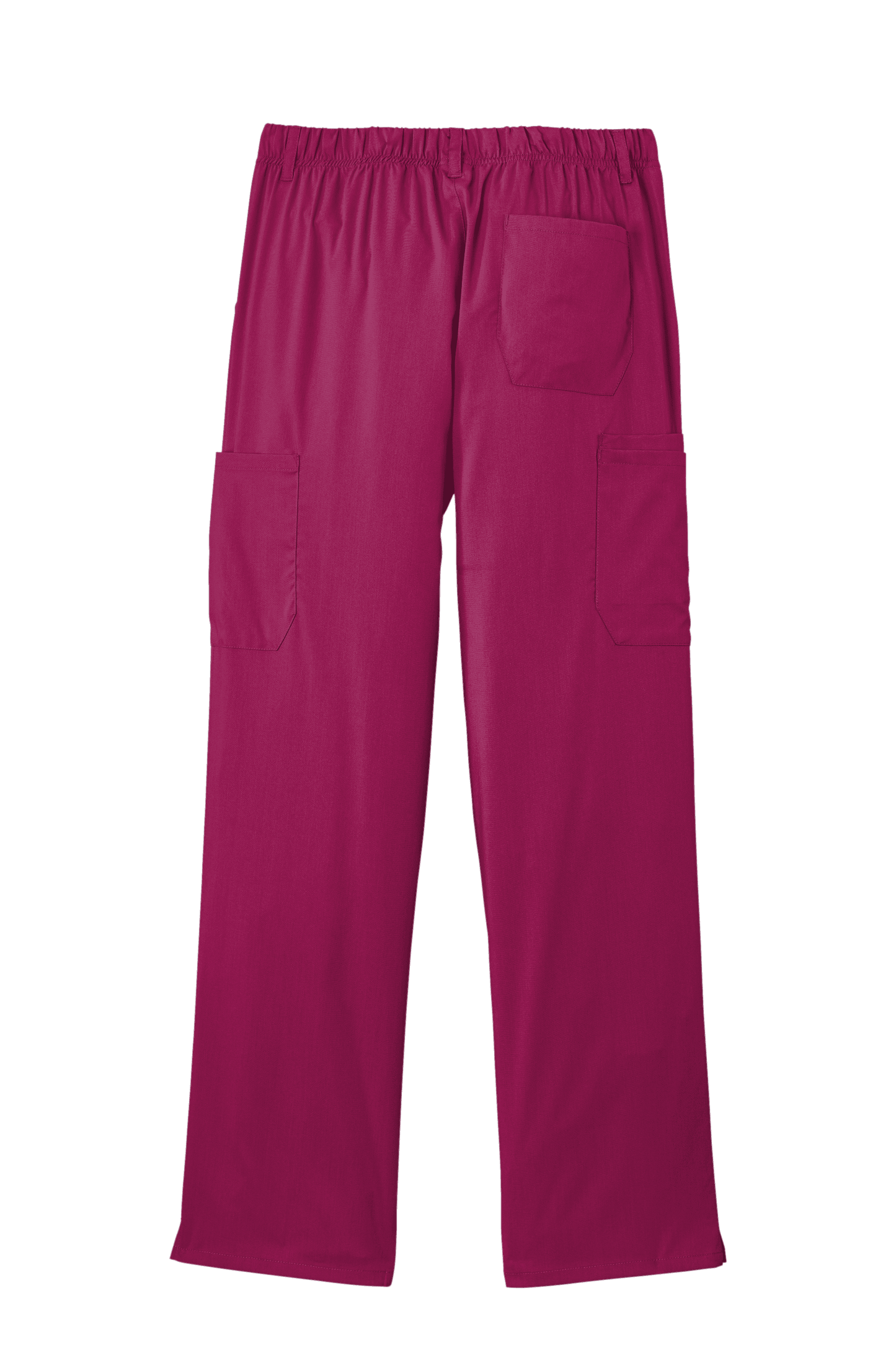 Men's Wink Premiere Flex Cargo Scrubs in wine color, showing the back view with multiple cargo pockets and comfortable fit.