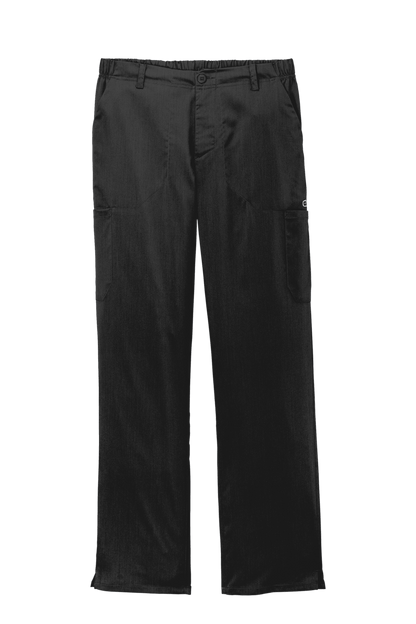 Men's Wink Premiere Flex Cargo Scrubs in black with print design, designed for comfortable medical workwear.