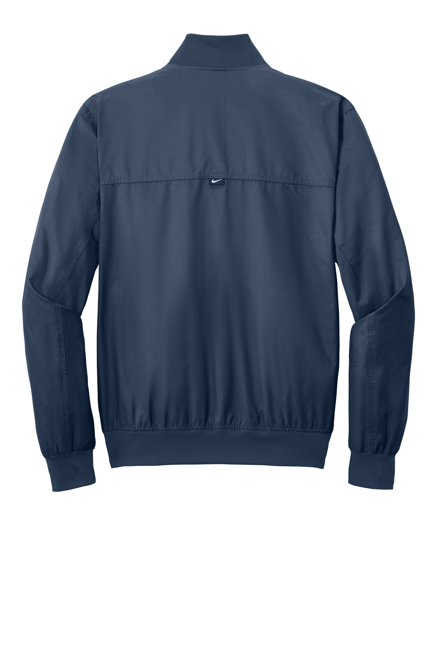 Nike midnight navy lightweight bomber jacket with customizable print view, featuring a classic fit and stylish design.