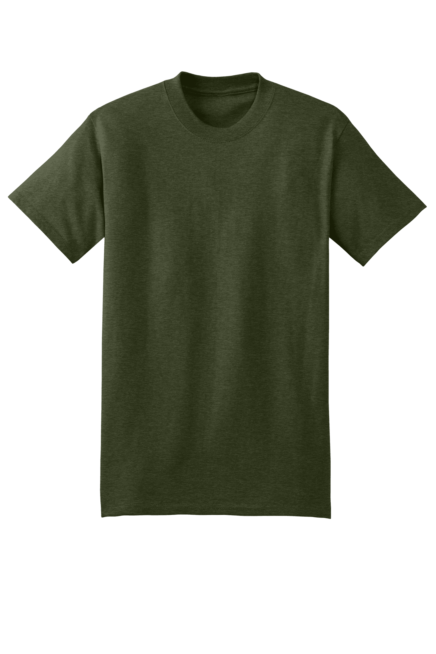Military green Hanes Beefy-T heavy-weight 100% cotton short sleeve T-shirt, customizable at print view.