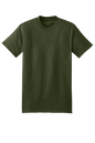 Military green Hanes Beefy-T heavy-weight 100% cotton short sleeve T-shirt, customizable at print view.