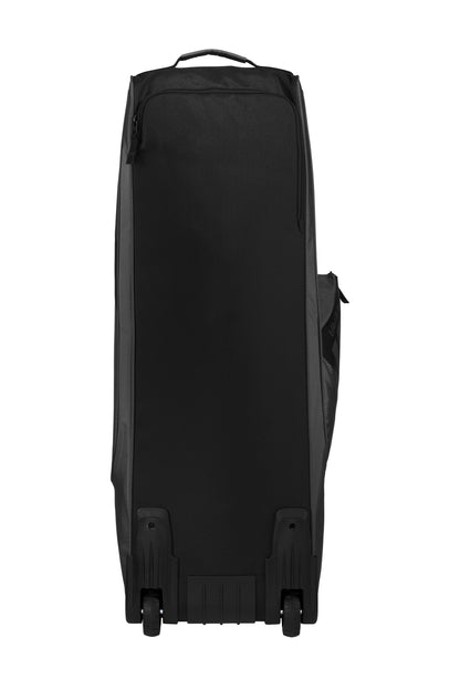 New Era Shutout Wheeled Bat Bag backpack in graphite black with padded straps and large main compartment for sports gear storage.