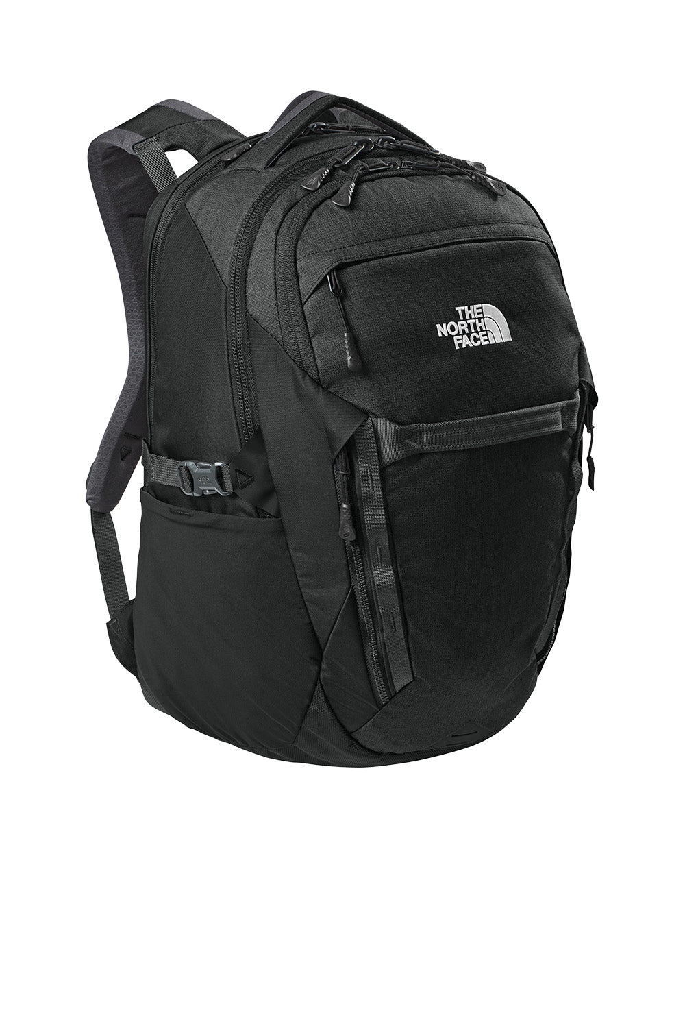 The North Face 31L Royal Arch Backpack in black with multiple compartments and padded shoulder straps, viewed from the right side.