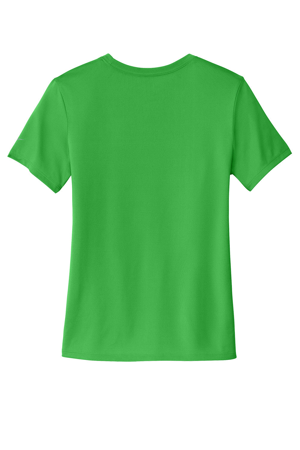 Nike Women's Swoosh Sleeve Legend T-shirt in apple green featuring Nike logo and short sleeves, casual athletic wear.