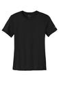 Black Nike women's Swoosh Sleeve Legend T-shirt with printed Nike logo, front view showing stylish athletic design.