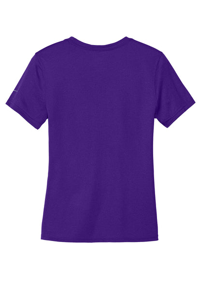 Nike Women's Swoosh Sleeve Legend T-shirt in court purple, featuring a Nike swoosh design on the sleeve and a relaxed fit.