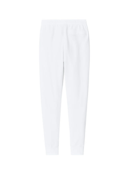 White Nike Club Fleece Jogger pants by Print-View, showing the back view with elastic waistband and relaxed fit.