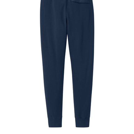 Nike Club Fleece Jogger back view in MidnightNavy— back pocket detail and elastic waist with drawcord