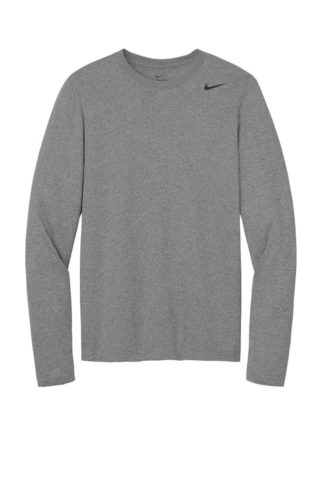 Nike Team Legend Long Sleeve Tee front view - gray - Dri-FIT performance - custom print available

Back: Nike Team Legend Long Sleeve Tee back view - red - lightweight polyester - personalization option