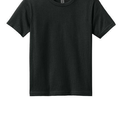 Black Next Level Apparel youth cotton T-shirt, flat front view, casual kid's T-shirt by Print-View