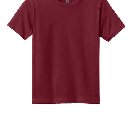 Next Level Apparel youth cotton T-shirt in cardinal red, flat front view, designed for kids, by Print-View.