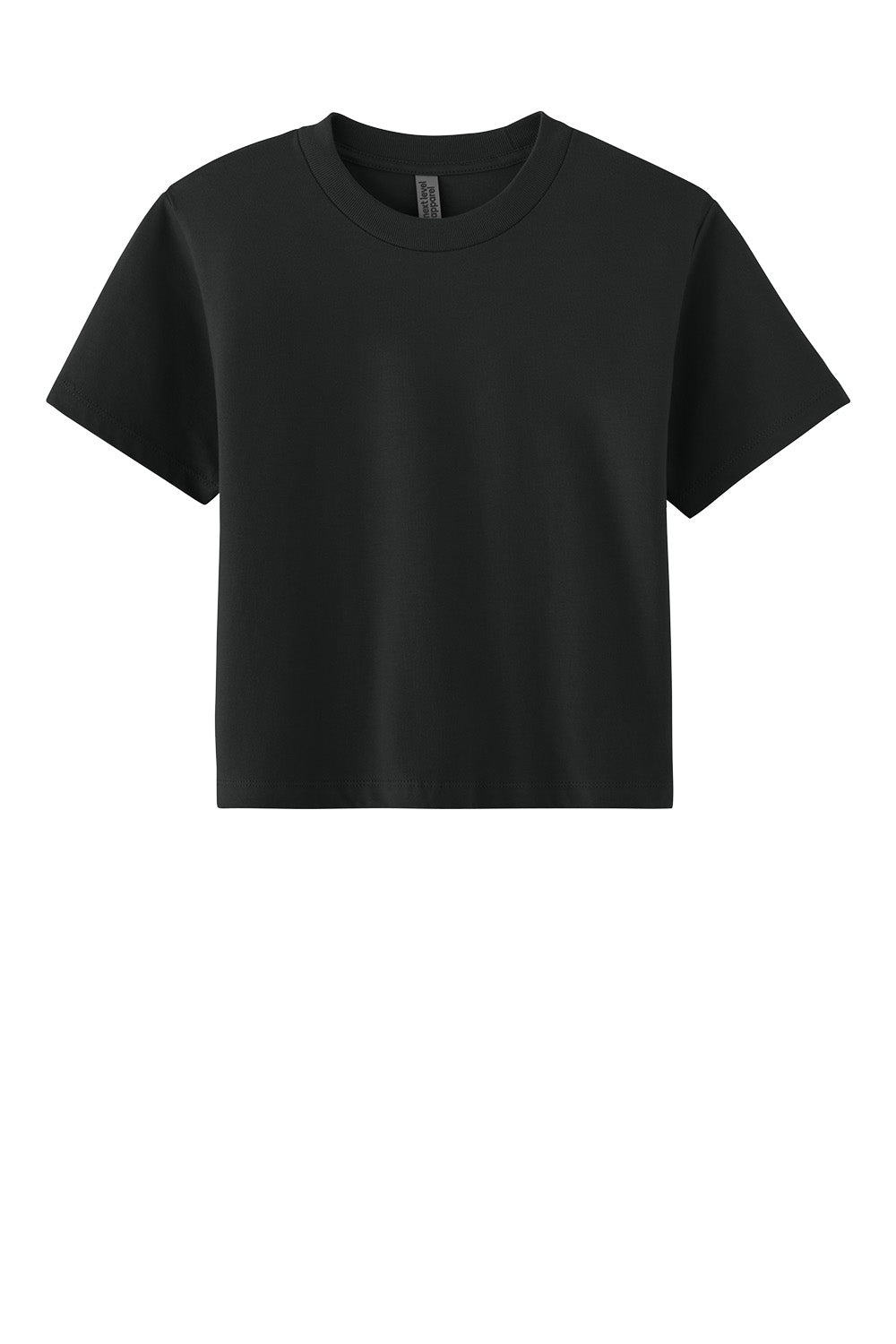 Black Next Level Apparel Women's Heavyweight Boxy Tee, Blast Tee style, shown from the front flat view.