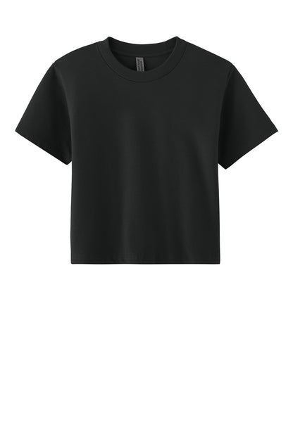 Black Next Level Apparel Women's Heavyweight Boxy Tee, Blast Tee style, shown from the front flat view.
