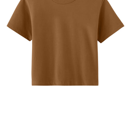 Women’s heavyweight boxy tee in brown – premium cotton front view