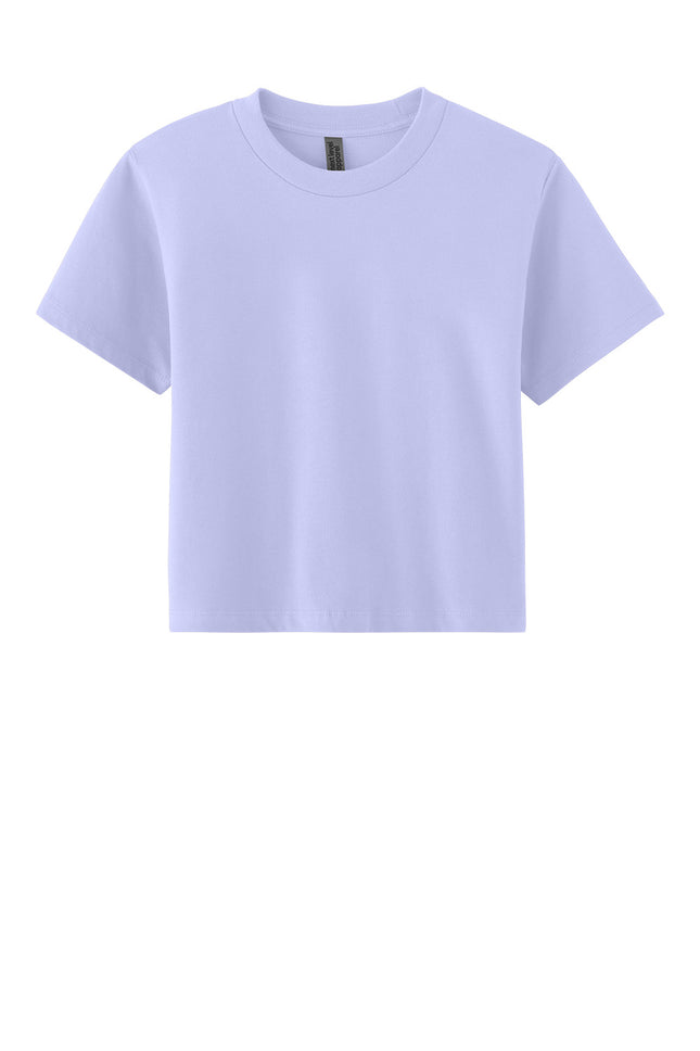Women’s heavyweight boxy tee in mauve – trendy pastel front view”