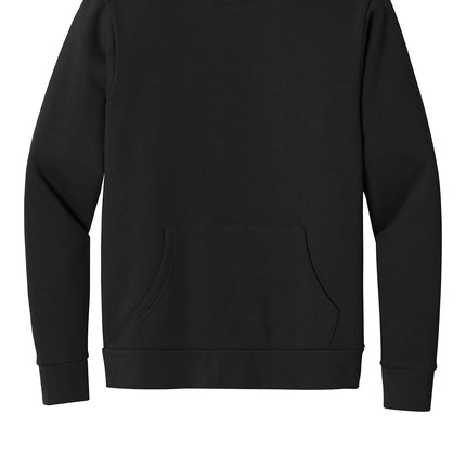 Black Next Level Apparel Santa Barbara Pocket Sweatshirt with front pocket and crew neck, shown flat.