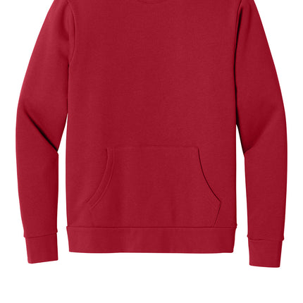 Red Next Level Apparel Santa Barbara Pocket Sweatshirt with front pocket and crewneck, displayed flat.