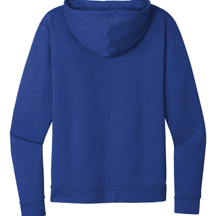 Royal blue Next Level Apparel Santa Barbara zip hoodie, adult hooded sweatshirt with front zipper and soft fabric, flat back view.