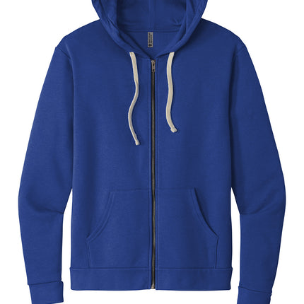 Royal blue Next Level Apparel Santa Barbara zip hoodie, adult hooded sweatshirt with front zipper and comfortable fit.
