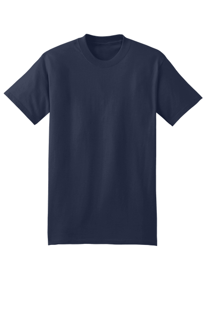 Navy Hanes Beefy-T heavy-duty 100% cotton short sleeve T-shirt, customizable at print view.