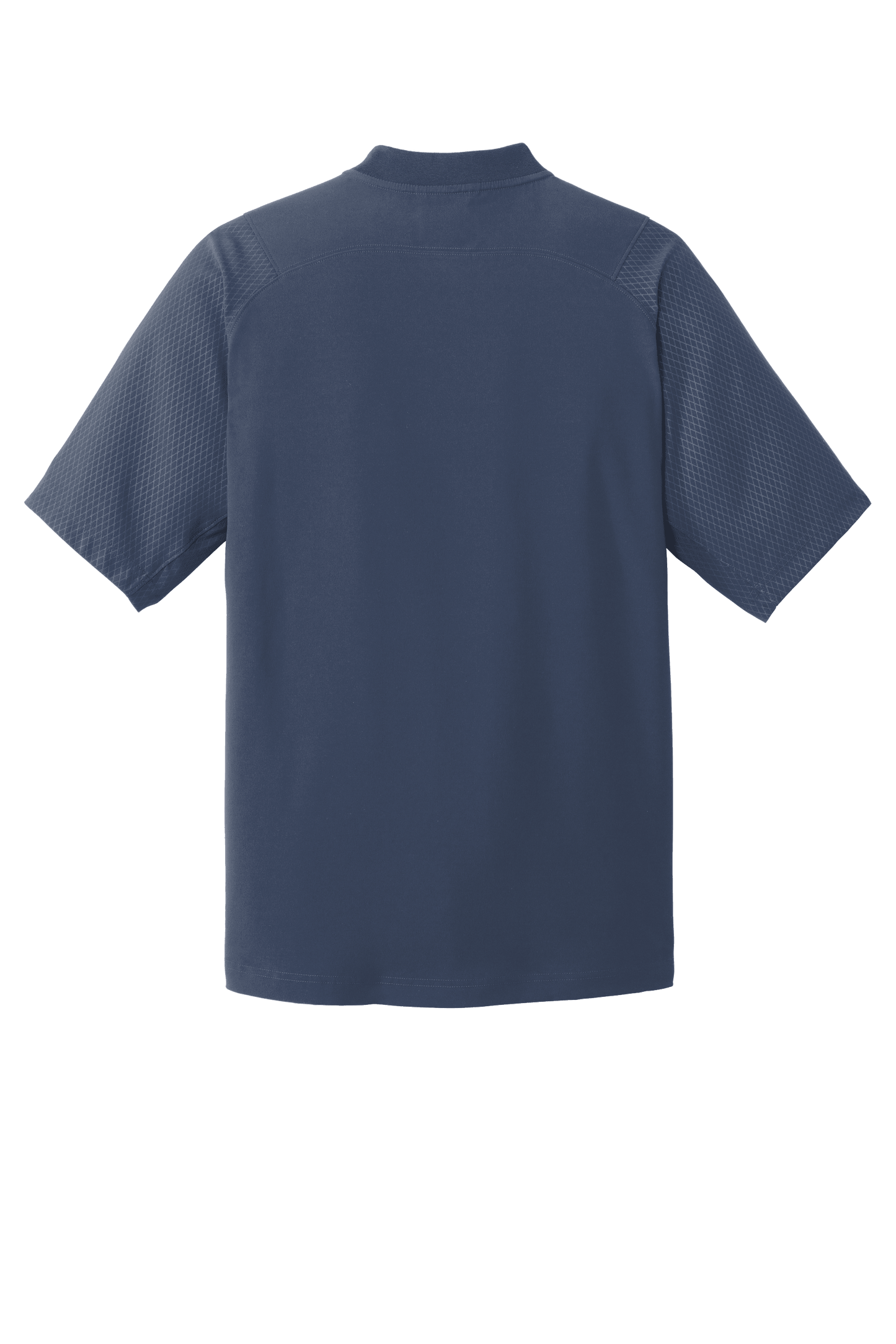 Navy New Era cage short sleeve quarter zip jacket with custom print design, featuring a 1/4-zip collar and casual fit.