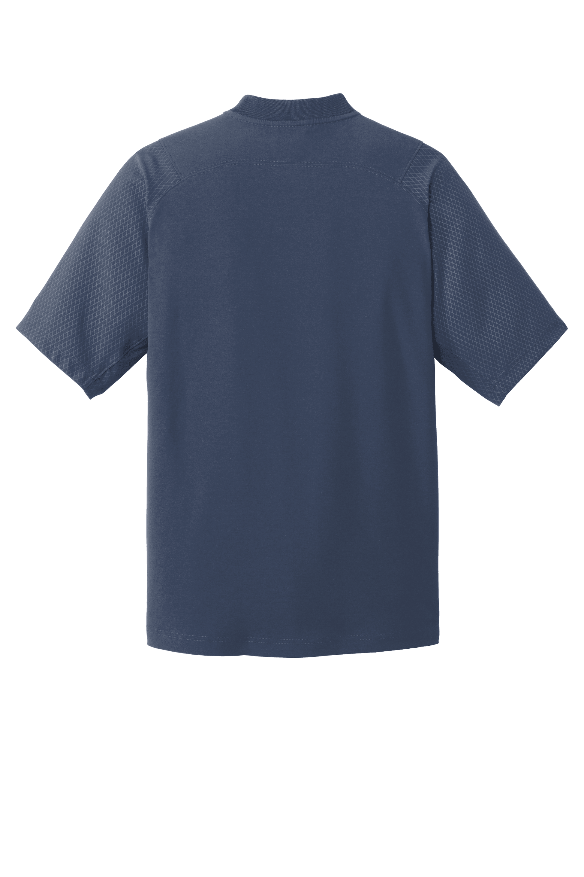 Navy New Era cage short sleeve quarter zip jacket with custom print design, featuring a 1/4-zip collar and casual fit.