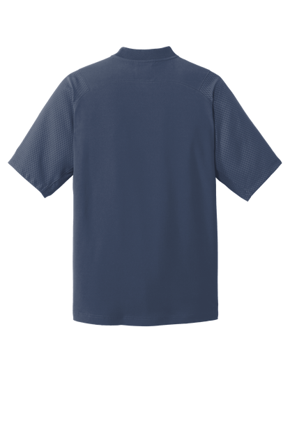 Navy New Era cage short sleeve quarter zip jacket with custom print design, featuring a 1/4-zip collar and casual fit.